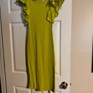 New York & Company Ribbed Knit Top in Lime Green